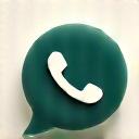 Icona stilizzata di una bolla di dialogo di WhatsApp con un sottile motivo di ingranaggi per suggerire l'aspetto business.